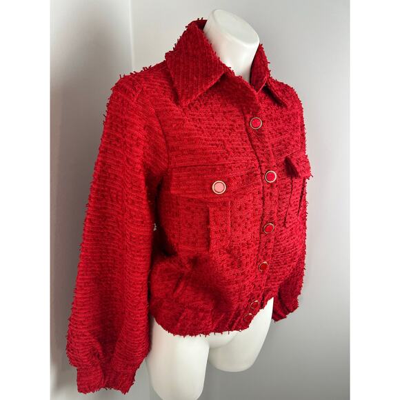Endless Rose Double Pocket Red Tweed Jacket XS - Picture 3 of 8